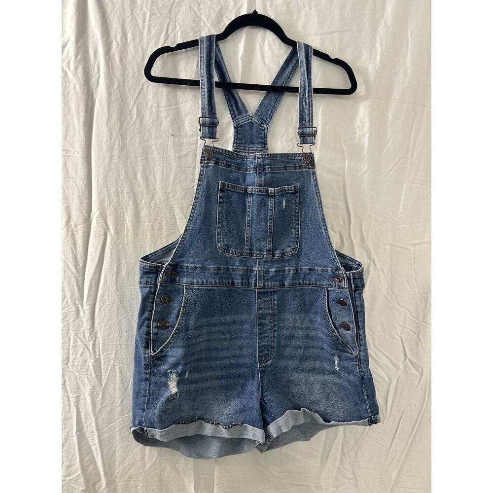 Vintage Short Overalls Shortalls Women XL Y2K 90s Blue Denim Street Gorp Skater